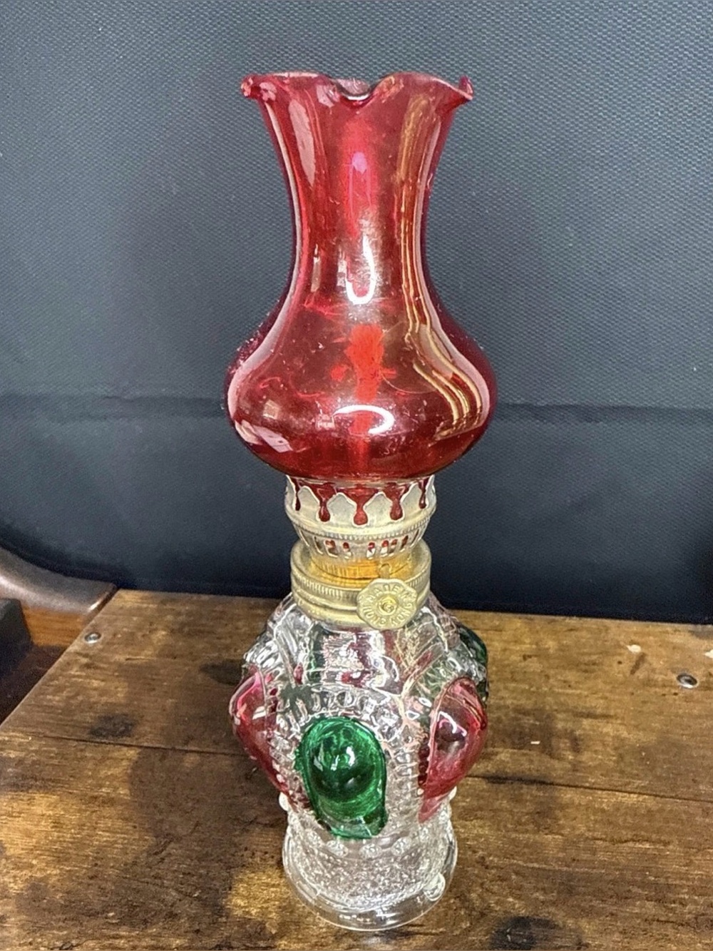 Vintage Carnival glass oil lamp mini